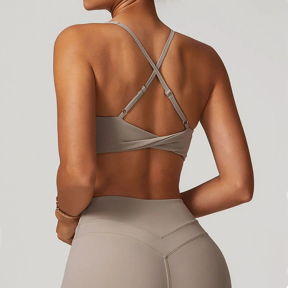 Sports Bra Women Fitness Bra Halter Sports Underwear Naked Feel Sexy Yoga Gym Push Up Workout Bra Padded Bralette Bathsuit