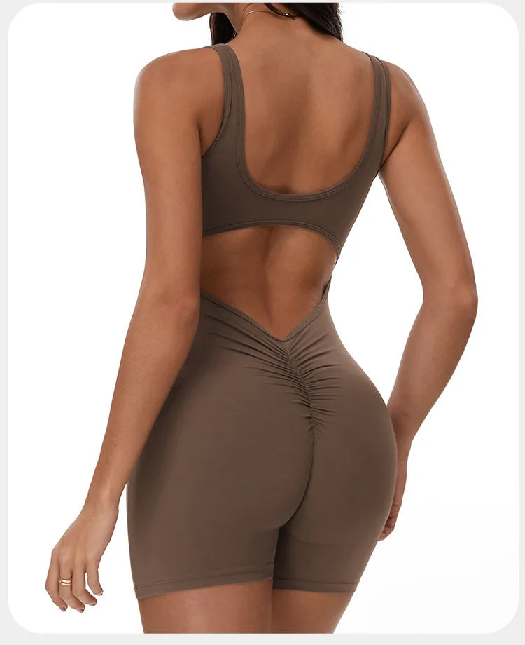 Yoga Jumpsuits Women Tracksuit Set Fitness Rompers Sexy One Piece Sports Bra Workout Bodysuit Sexy Back V Sportswear Gym Clothes