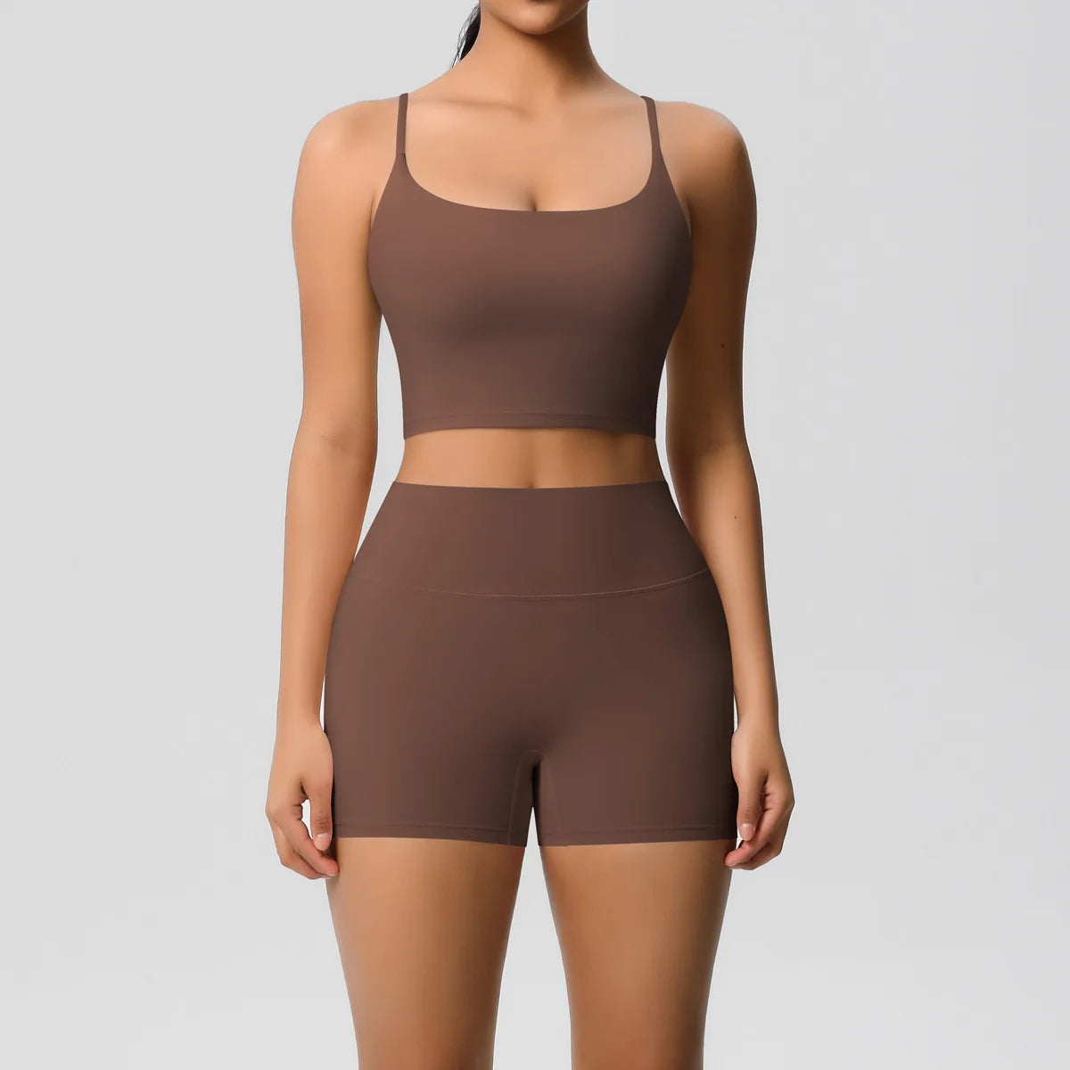 Yoga Sport Set Women Seamless Crop Top Bra Shorts Yoga Set Comfort Elastic Sportsuit Workout Outfit Fitness Gym Clothes
