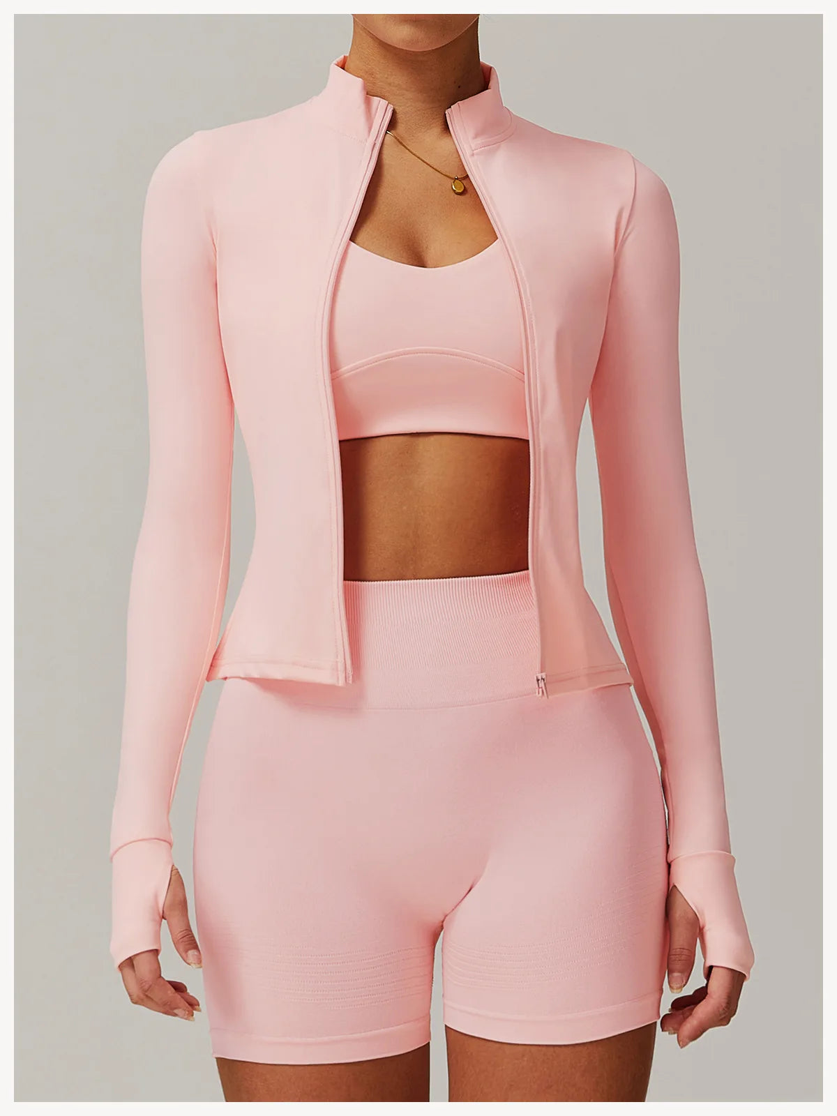 Women Zipper Jacket Yoga T-shirts Solid Sports Top Long Sleeve Crop Tops Running Shirts Sexy Quick Dry Fitness Gym Sport Wear