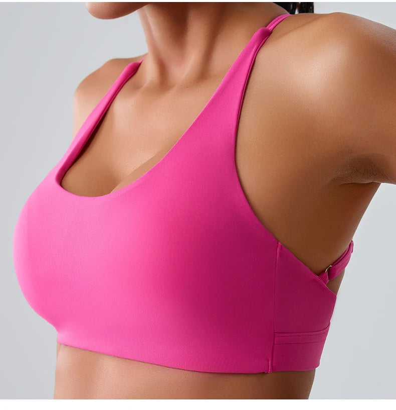Women Impact Sports Bra Halter Top High Support Push Up Clothes Running Tops Open Back Gym Wear Fitness Yoga Workout Underwear