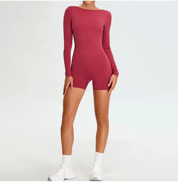 Yoga Suit Yoga Jumpsuit Long Sleeved Backless Rompers Sports Wear Gym Set Fitness Bodysuits Women Dance Running Workout Clothes