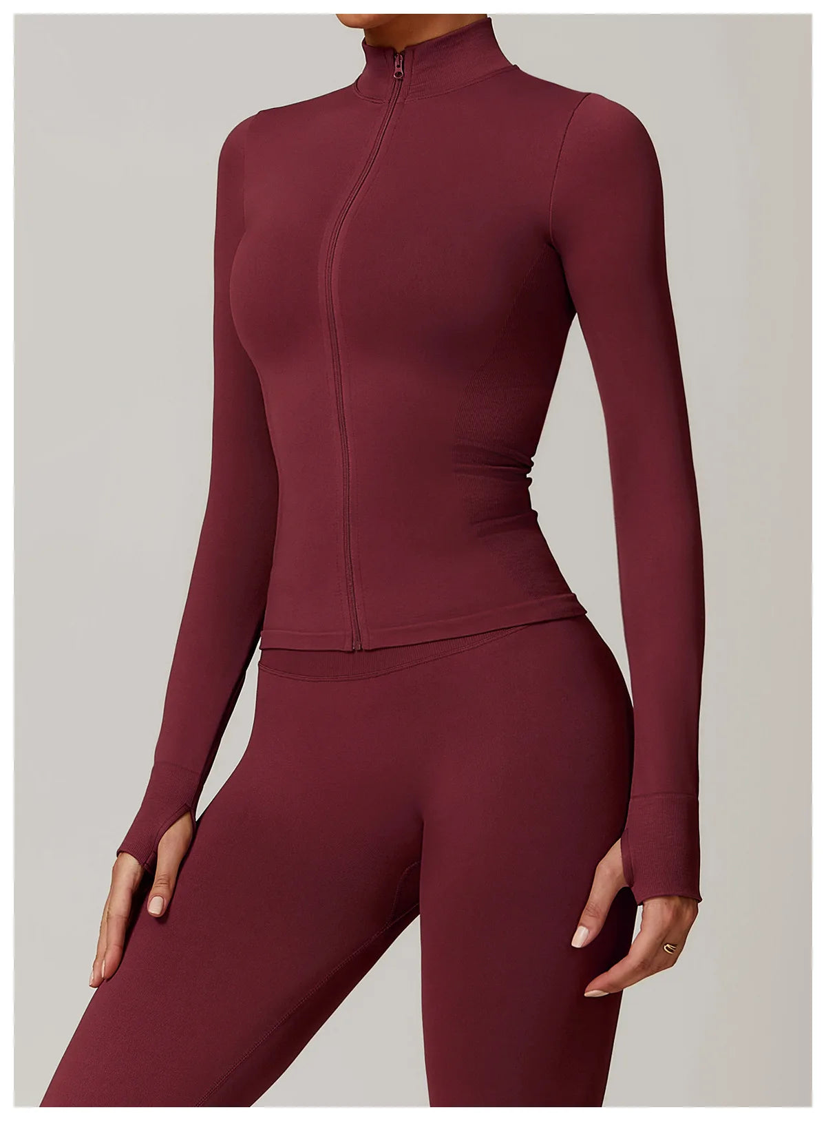 Seamless Yoga Slothes Women's Top Standing Collar Long Sleeved Sports Jacket Running Training Fitness Top Windproof Running Suit