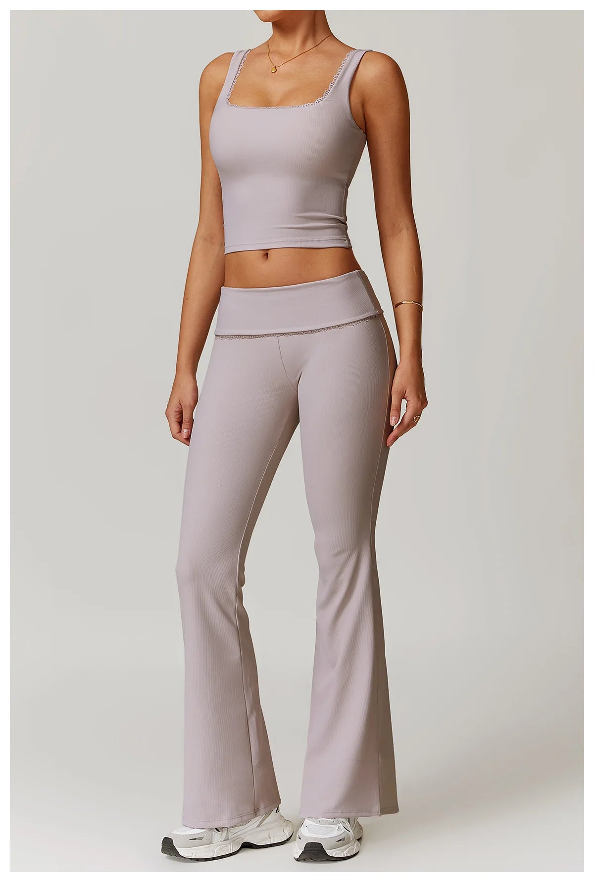 Women Flare Leggings High Waist Wide Leg Yoga Pants Lace Fitness Workout Tights Gym Sports Trousers Casual Slimming Clothing