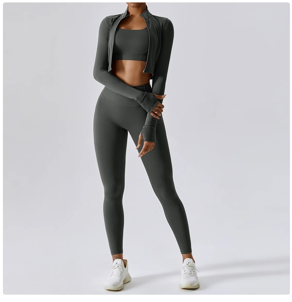 Women Outdoor Sports Long Sleeved Slim Yoga Clothes Quick Dry Zipper Cardigan Stand Up Collar Jacket Running Fitness Jacket Top