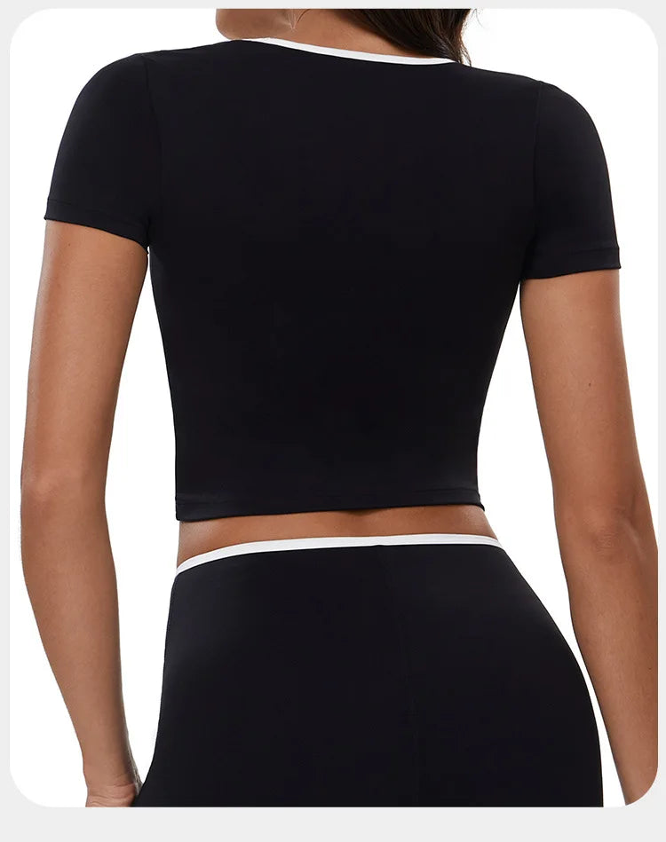 Sports T-shirt Women's Tight Fitting Quick Drying Short Sleeved Yoga T-shirt Pilates Running Exercise Fitness Short Sleeved