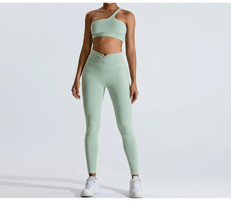 Women One Shoulder Sports Underwear Gym Top Bra Training Women Yoga Bra Stretch High Strength Workout Fitness Women Sports Vest