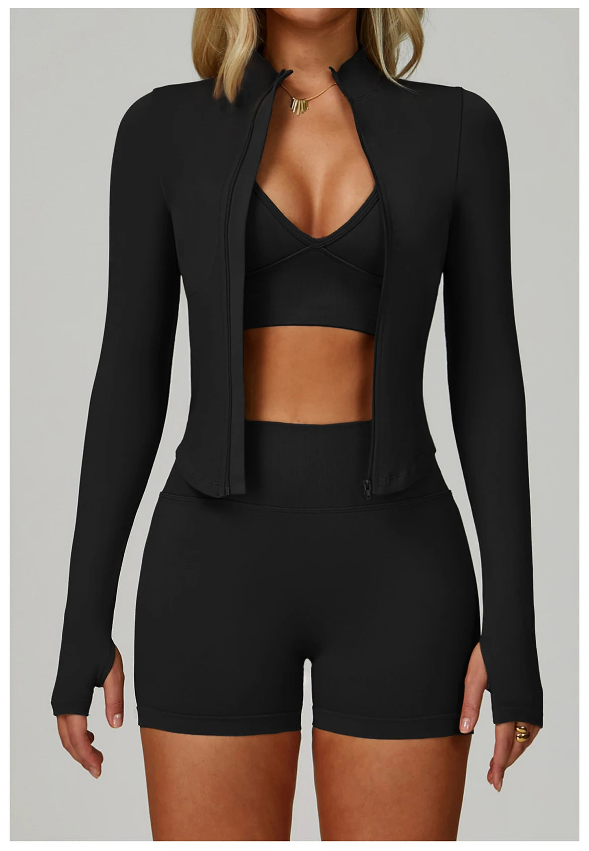 3PCS Yoga Set Seamless Sports Set Women Tracksuit Quick-Drying Gym Set Women Tracksuit Running Workout Long Sleeve Yoga Clothing