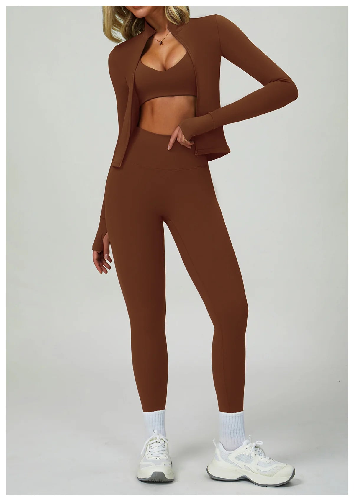 2/3PCS Women's Tracksuit Yoga Set Push Up Workout Sportswear Gym Clothing High Waist Leggings Fitness Long Sleeved Sports Suits