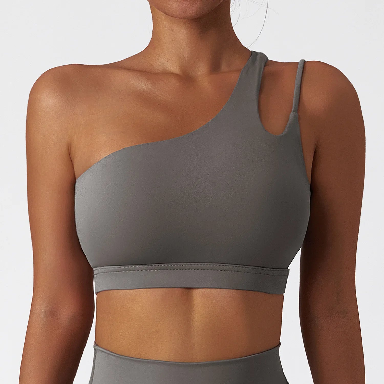 Comfort Single Strap Yoga Bra Chest Pad Running Women Sports Underwear Gym Top Stretch Pull Up Bra Women Vest Fitness Tank Top
