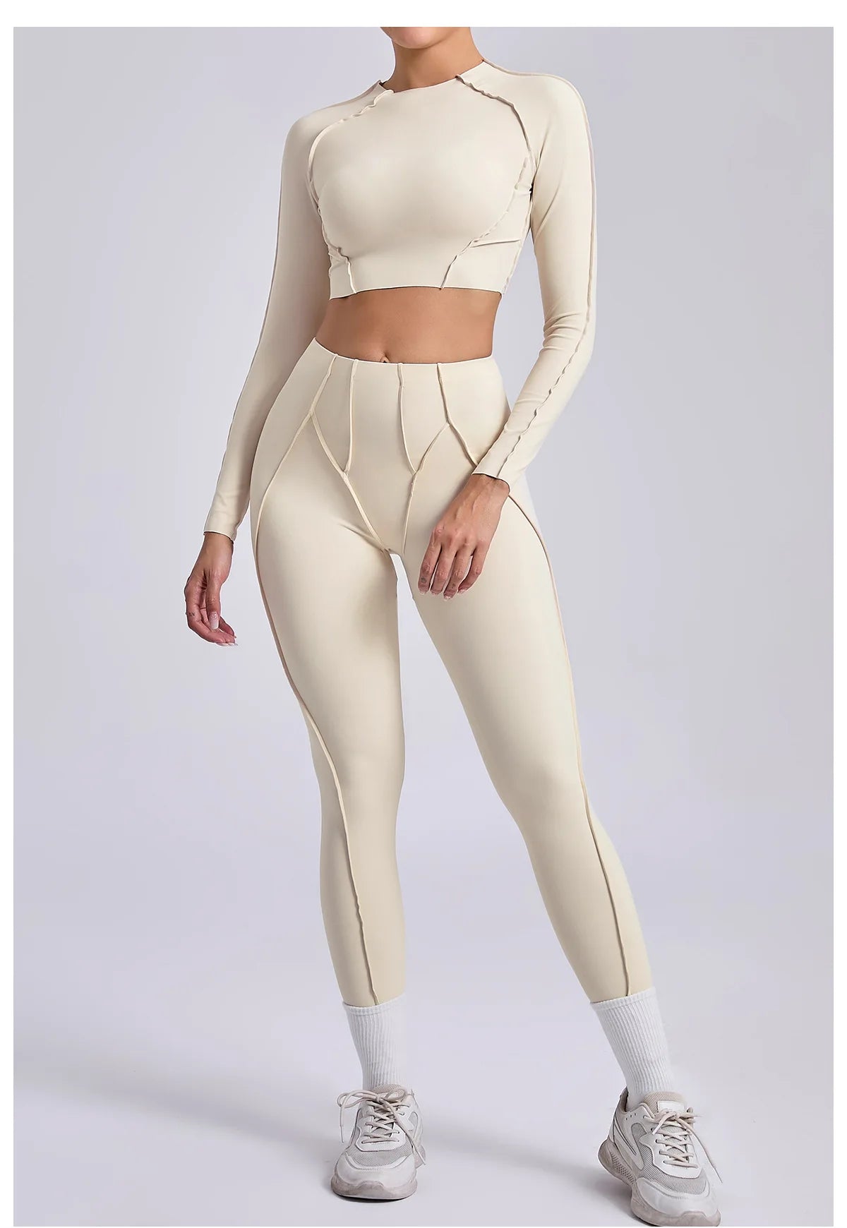 Yoga Set 2 Pieces Gym Clothes Sportswear Yoga Suits For Women Fitness Set Workout Tracksuits Sports Long Sleeved Gym Leggings