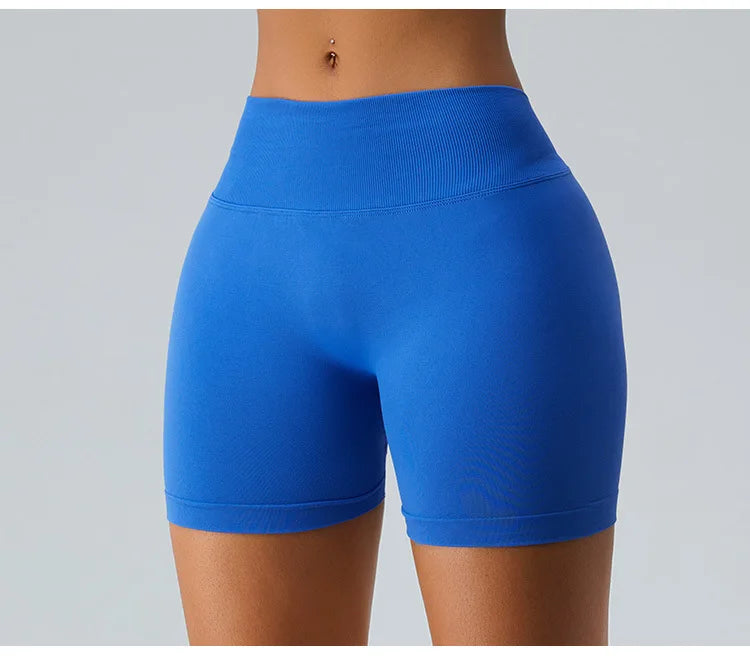 Seamless V Back Yoga Shorts Women Sportwear Fitness Tights Elastic Scrunch Gym Cycling Push Up Running Workout High Waist Shorts