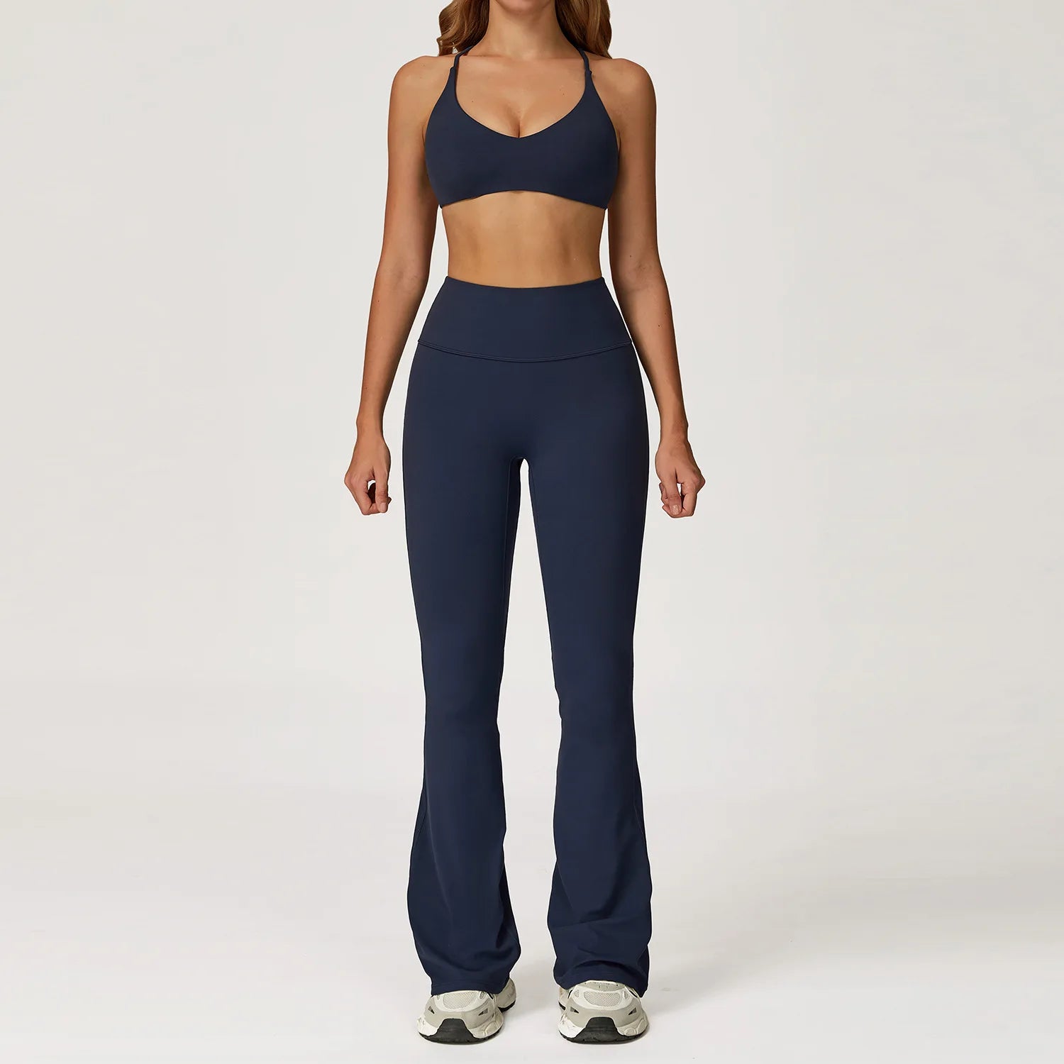 Women Yoga Set 2PCS Sportswear Push Up Workout Clothes Athletic Wear Gym Legging Fitness Bra Crop Top Long Sleeve Sports Suits