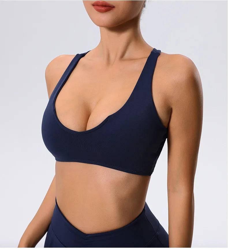 Push Up Sports Bra Women Underwear Cross Criss Top Padded Bralette Sports Bra Backless Training Fitness Workout Yoga Bra Women