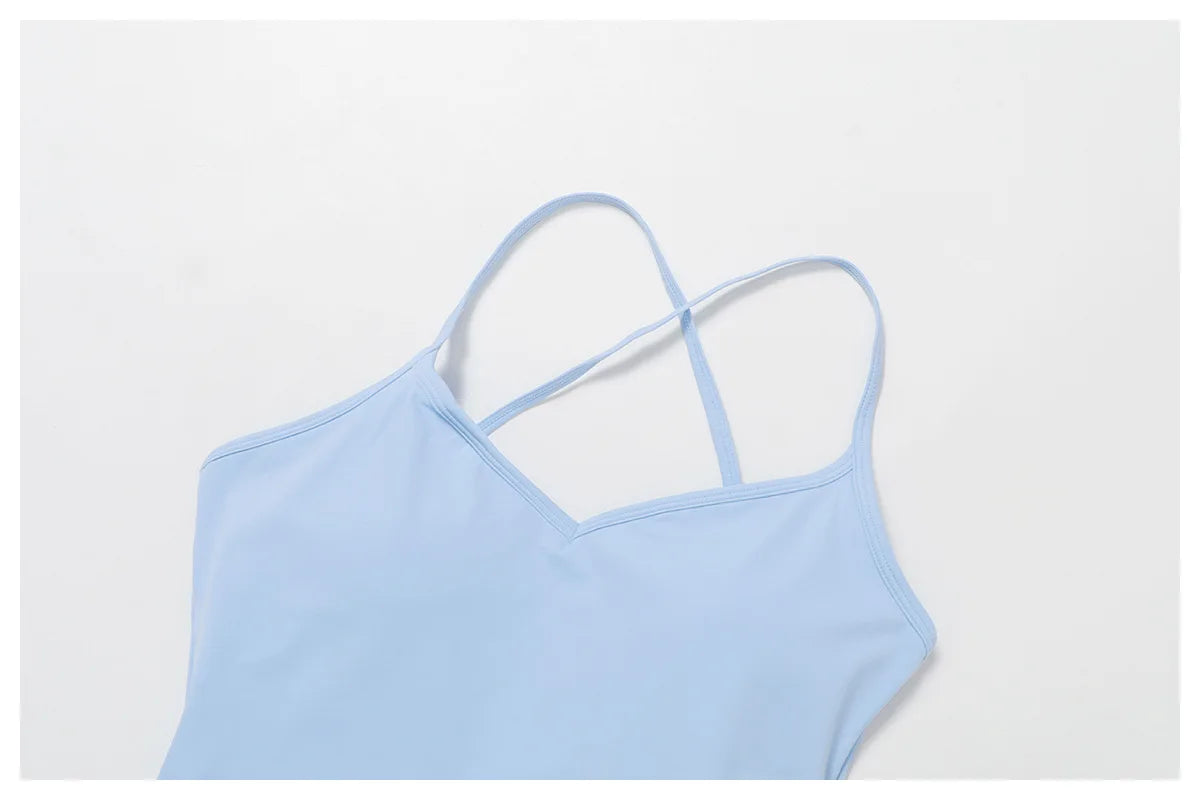 Rompers Women Yoga Jumpsuit Set Sexy Anti Glare One-Piece Jumpsuit Dance Ballet Sports Dress Gym Push Up Running Tennis Sports