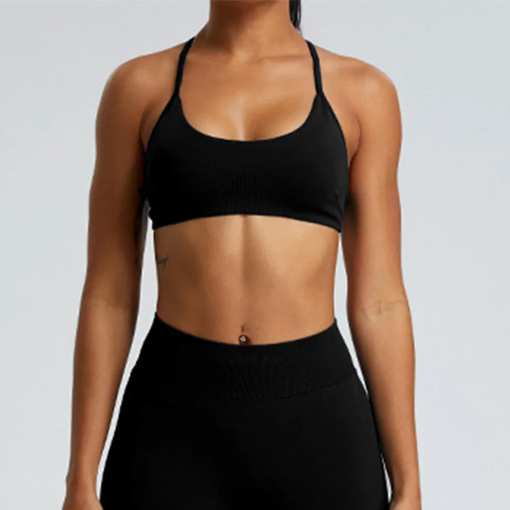 Women Sports Underwear High Support Sports Top Push Up Yoga Bra Gym Crop Top High Strength Fitness Workout Bra Running Brassiere