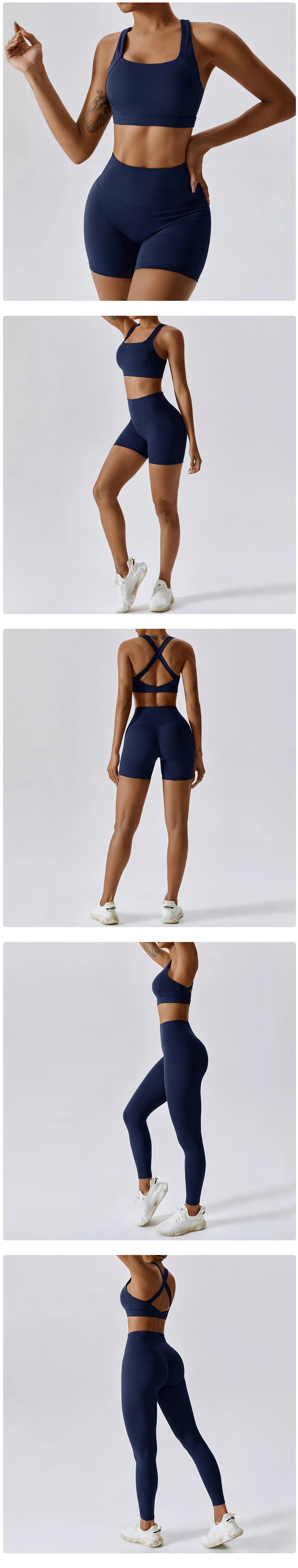 2PCS Women's Tracksuit Athletic Wear Yoga Set Workout Shorts Sportswear Gym Clothing High Waist Leggings Fitness Bra Sports Suit