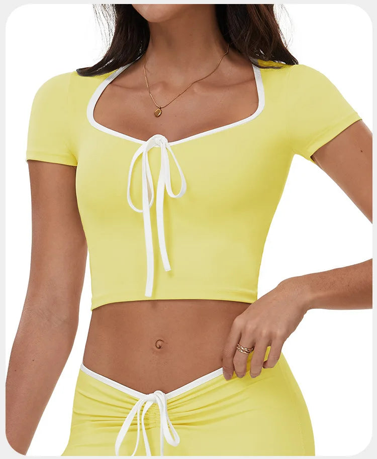 Sports T-shirt Women's Tight Fitting Quick Drying Short Sleeved Yoga T-shirt Pilates Running Exercise Fitness Short Sleeved