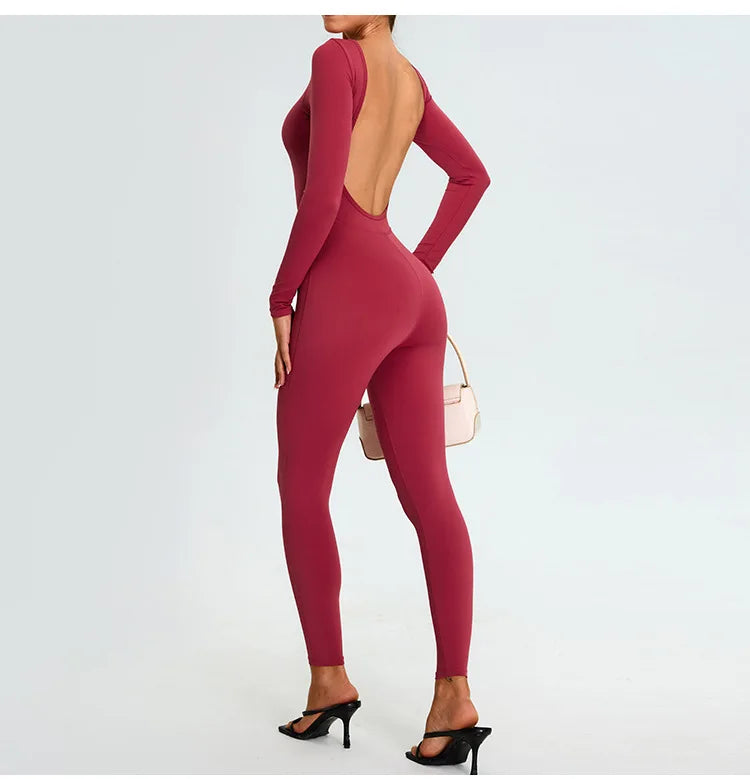 Fitness Rompers Women Gym Set Training Yoga Suit Sportswear Women Sports Jumpsuit Long Sleeved Stretch Push Up Workout Bodysuits