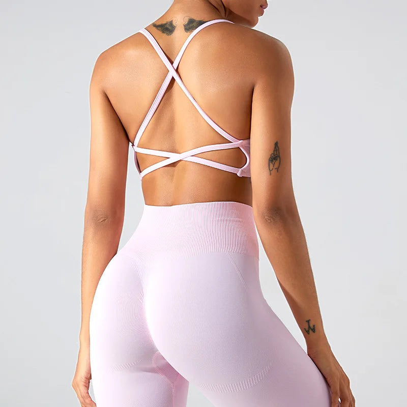 Women Sports Underwear Cross Strap Top Women Push Up Sport Bra Yoga Gym Crop Top Brassiere Fitness Top Sport Bra Breathable Bras