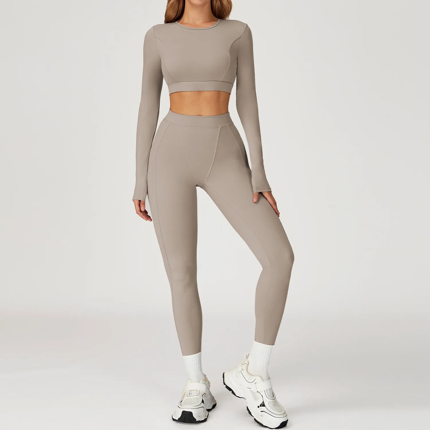 2PCS Yoga Set Gym Clothes Sportswear Yoga Suits For Women Outfits Fitness Set Tracksuits Sports Bra Gym Long Sleeved Leggings