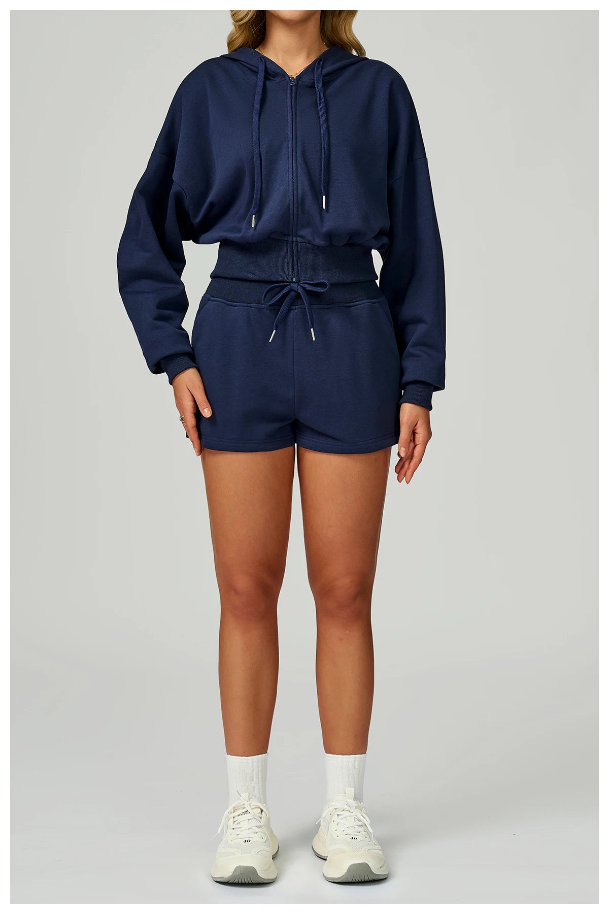 New Winter Zipper Sports Suit 2 Pieces Hooded Casual Loose Sweatshirt Long Sleeved Outdoor Running Suit Sportswear for Women