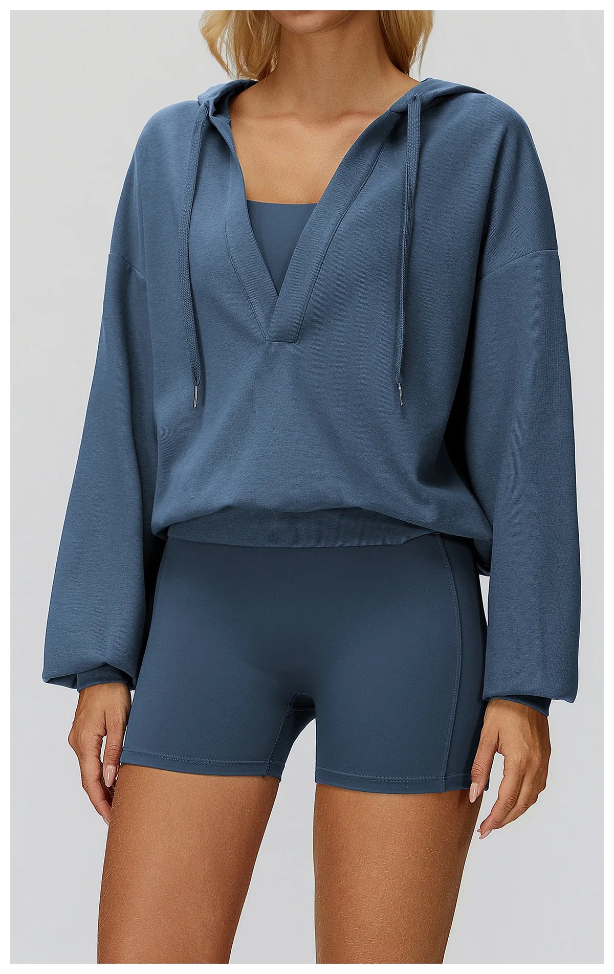 Autumn New Yoga Long Sleeved Women's Hooded Jacket V-neck Loose and Comfortable Outerwear Outdoor Running Workout Sports Jacket