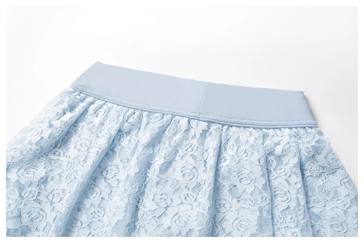 Women's High Waisted Tennis Lace Skirt Tennis Yoga Golf Sports Belt Safety Pants Pocket Comfortable and Breathable Sports Skirt