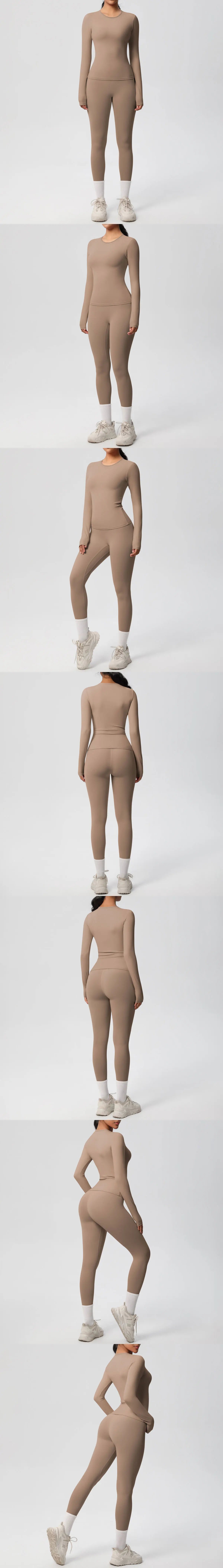 2PCS Yoga Suit Sports Set Women Sportswear Gym Set Women Tracksuit Running Workout Long Sleeve Sports Shirt Yoga Clothing