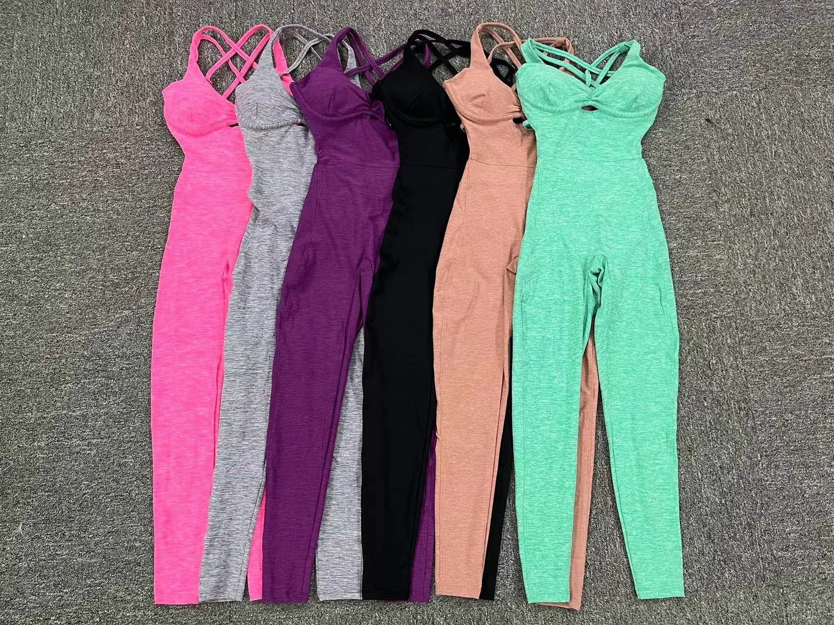 Yoga Set Jumpsuits Women Tracksuit Ribbed One Piece Fitness Rompers Sleeveless Backless Sportswear Gym Set Workout Clothes
