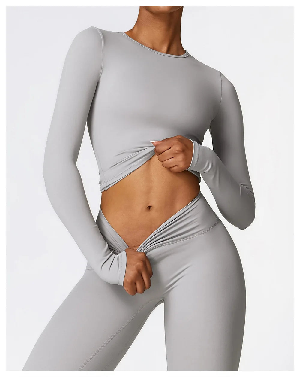 Yoga T-shirts Solid Sports Top Women Long Sleeve Gym Workout Running Shirts Sexy Exposed Navel Quick Dry Fitness Gym Sport Wear