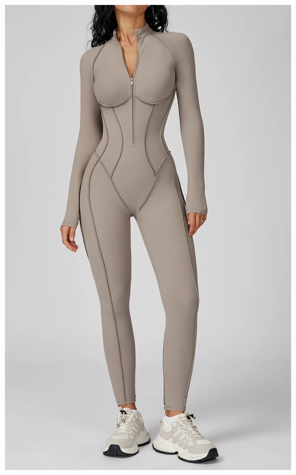 Women Sport Bodysuit Fitness Yoga Zipper Jumpsuit High Elasticity Outdoors Gym Tracksuits Workout Sports Sexy Jumpsuit Sportwear