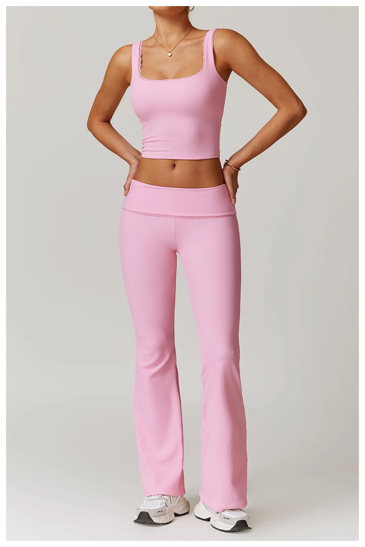 Women Flare Leggings High Waist Wide Leg Yoga Pants Lace Fitness Workout Tights Gym Sports Trousers Casual Slimming Clothing