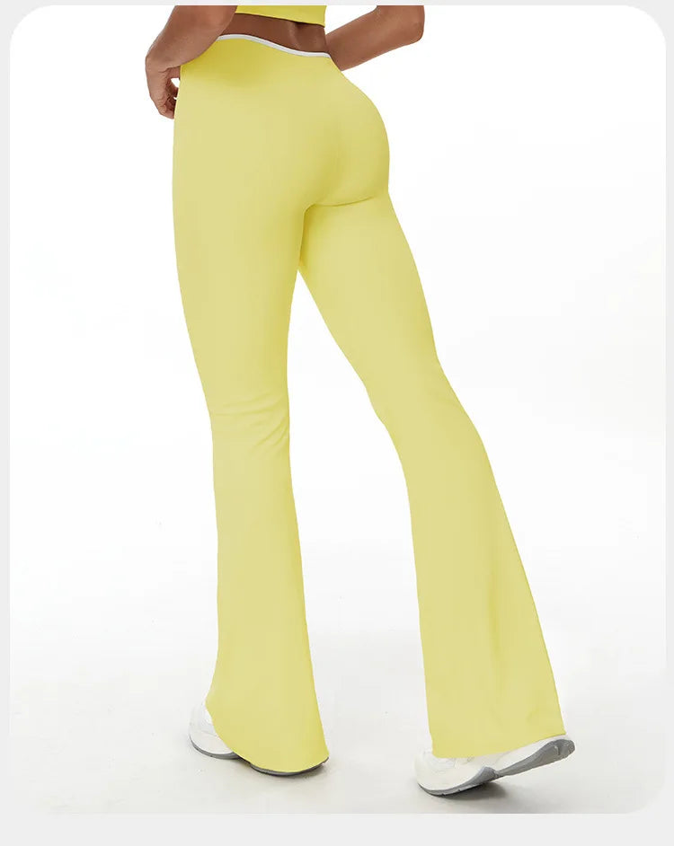 Bell-bottoms Women Yoga Leggings Drawstring Fitness Wide Leg Pants Gym Running Cycling Pants Sports High Waist Workout Leggings