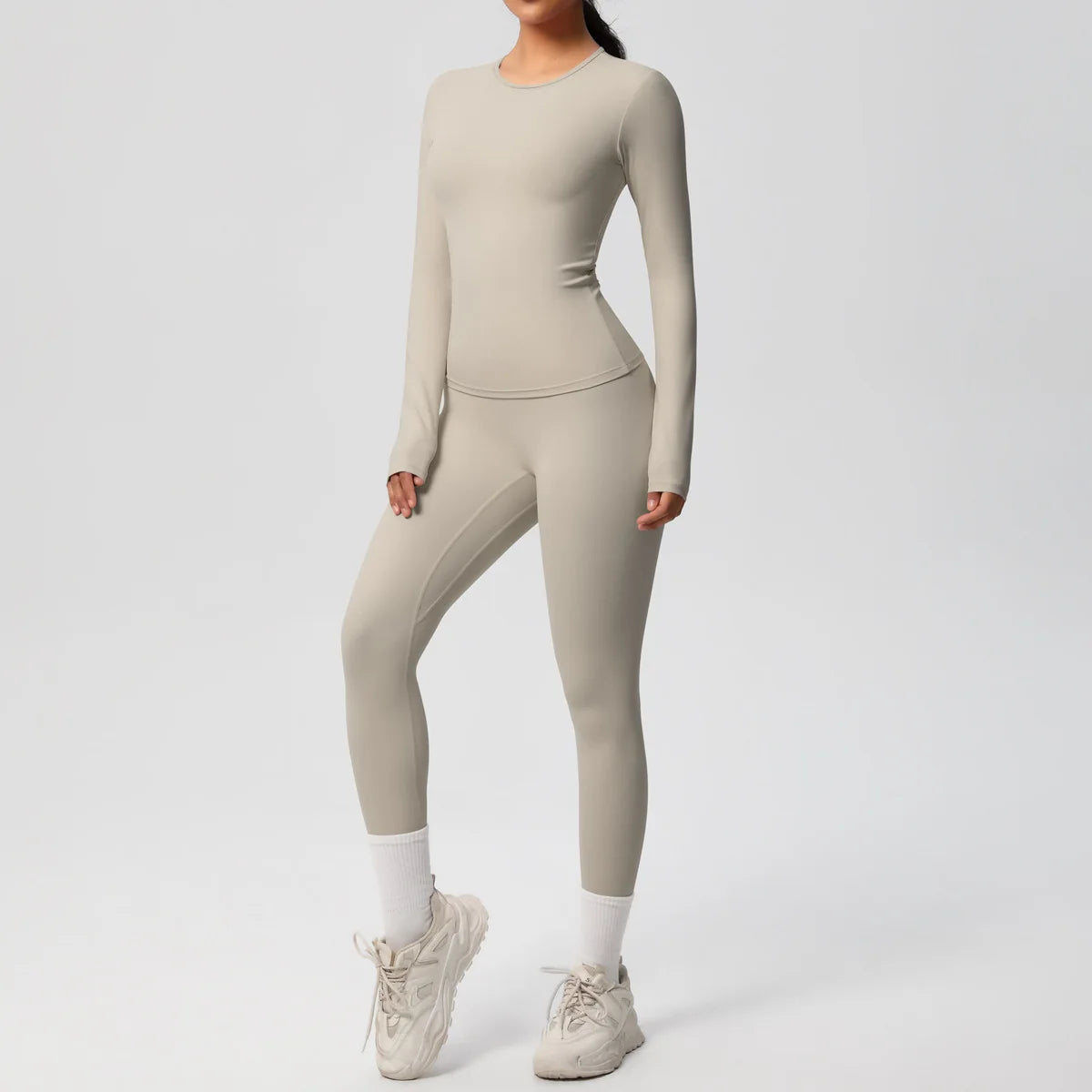 2PCS Yoga Suit Sports Set Women Sportswear Gym Set Women Tracksuit Running Workout Long Sleeve Sports Shirt Yoga Clothing