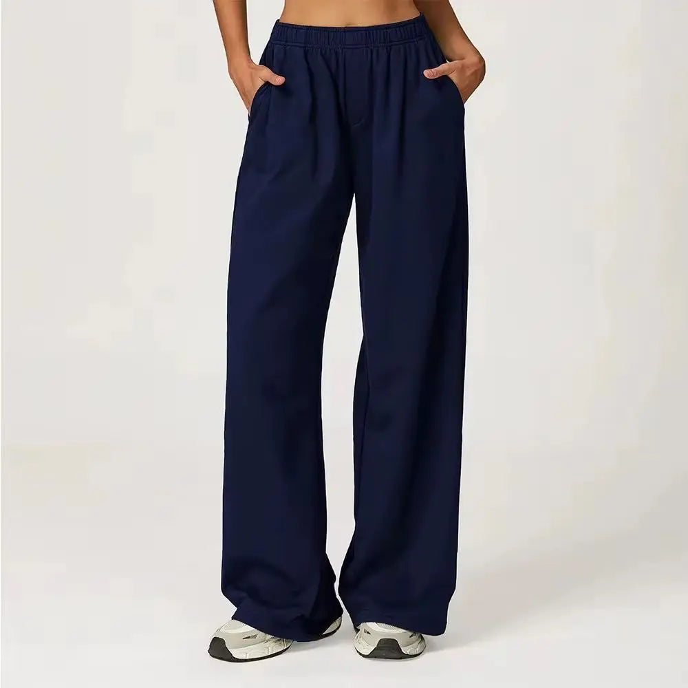 Winter High Waisted Long Sweatpants Women's Yoga Pants Wide Leg Straight Leg Loose Pants Outdoor Running Sports Sweatpants