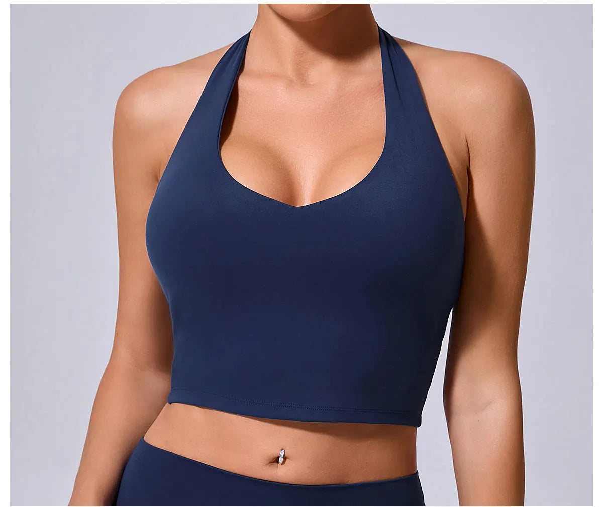 Women Hanging Neck Yoga Sports Bra Breathable Shock Proof Gym Workout Fitness Push Up Top Yoga Running Sportswear Vest Bra