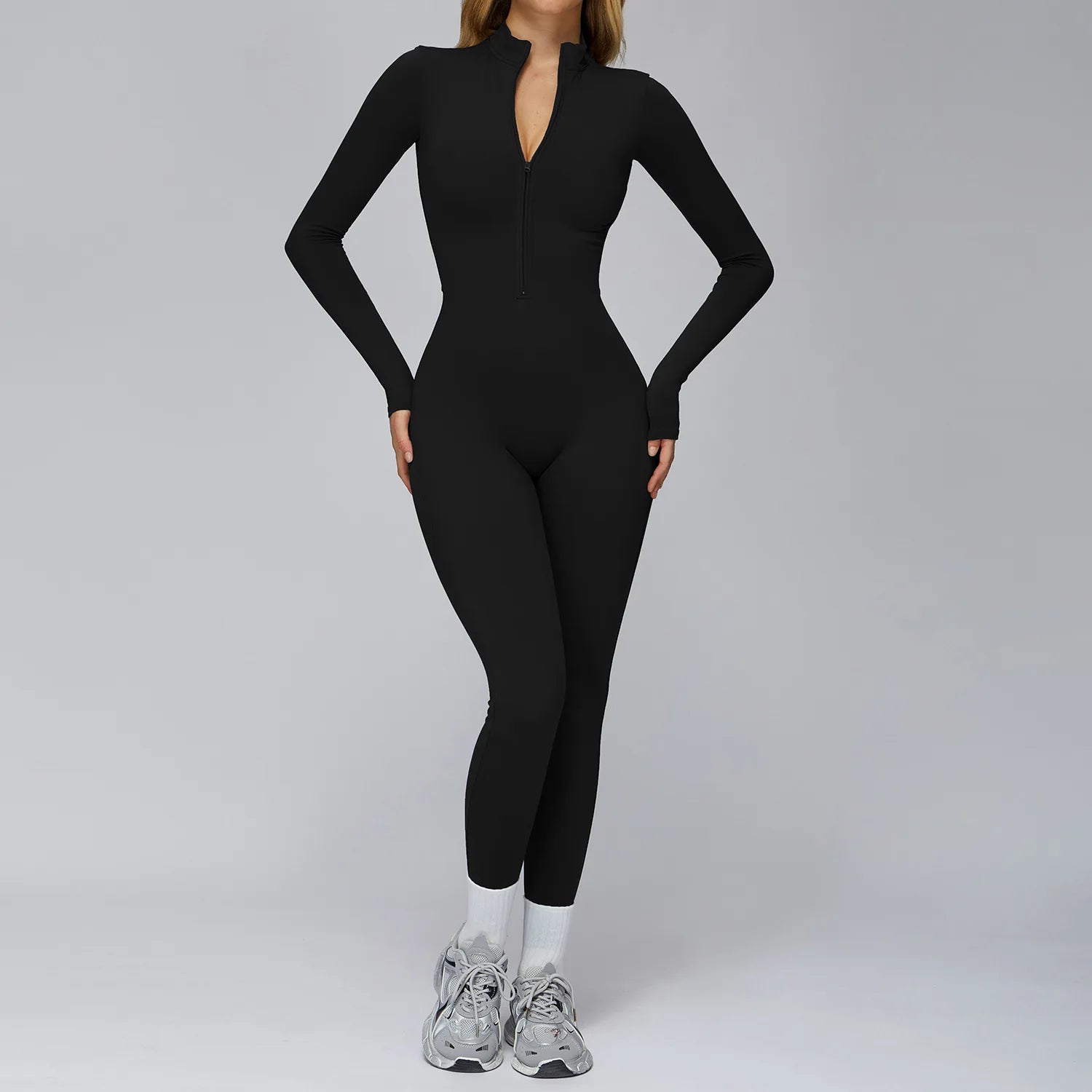 Winter Fleece Jumpsuit Women Tracksuit Yoga Set Zipper Rompers Long Sleeved Fitness Sports Bodysuit Gym Push Up Workout Clothes