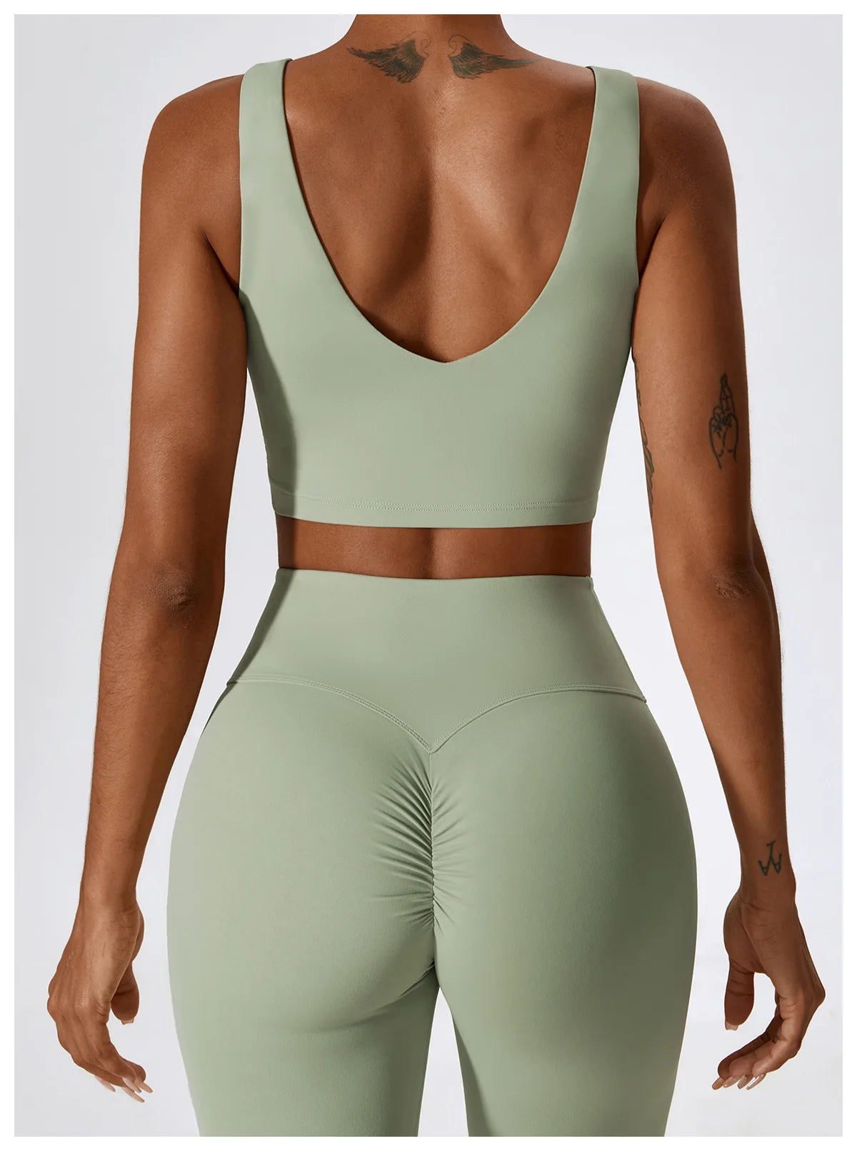 Women Tracksuit Gym Yoga Suit 2PCS Tight Fitting Sports Set Workout Breathable T Shirts Bra Tank Top Loose Bell-bottoms Leggings