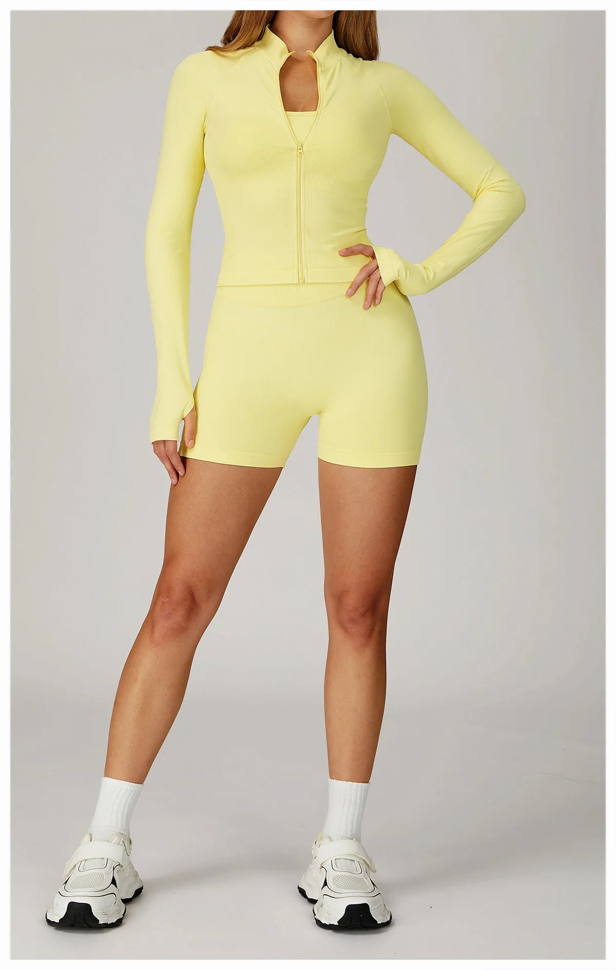 2PCS Seamless Yoga Set Gym Clothes Athletic Wear Women Fitness Set Tracksuits Sports Long Sleeved Gym Suit Leggings Sportswear