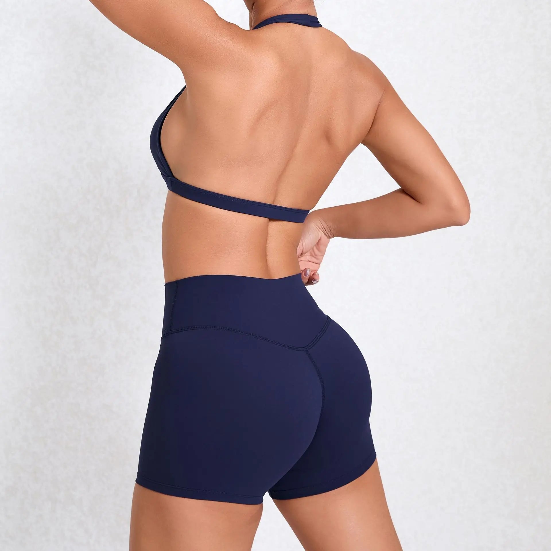2PCS Yoga Sets Women Gym Workout Clothes High Waist Yoga Shorts Sports Bra High Waist Short Sets Push Up Running Athletic Wear