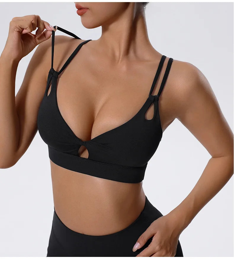 High Support Sports Bra Sexy Criss Cross Straps Back High Support Impact Yoga Underwear Running Fitness Gym Padded Bralette