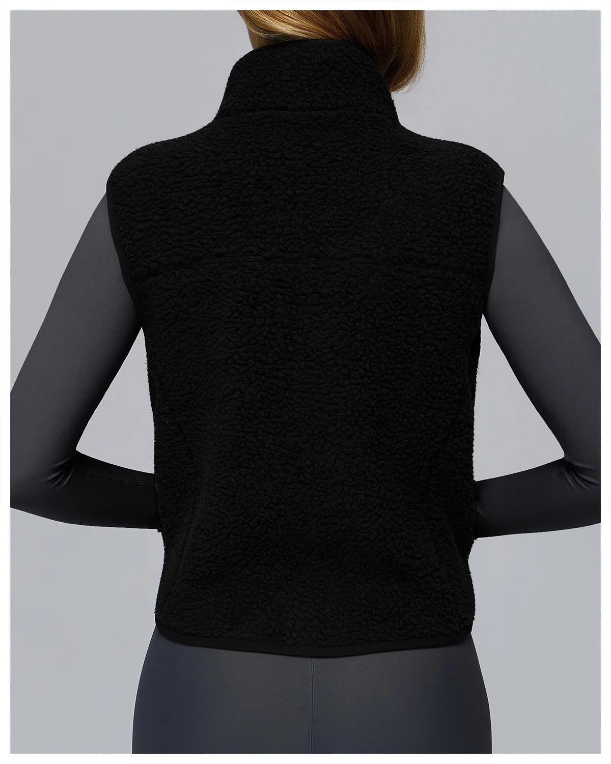 Winter Women's Standing Collar and Velvet Sports Vest Sleeveless Zipper Outerwear Vest Outdoor Running and Fitness Top