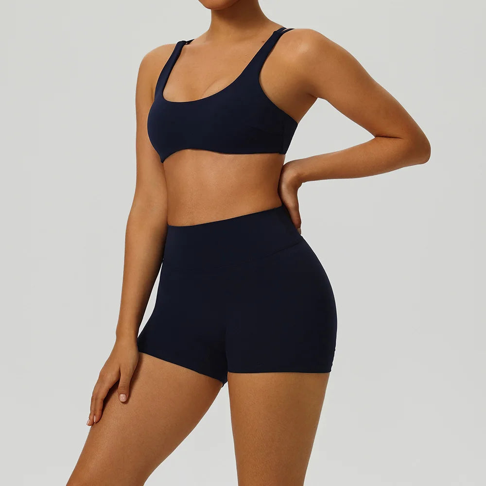 2 Pieces Yoga Set Women's Tracksuit Workout Sportswear Gym Clothing High Waist Leggings Fitness Shorts Push Up Bras Sports Suits