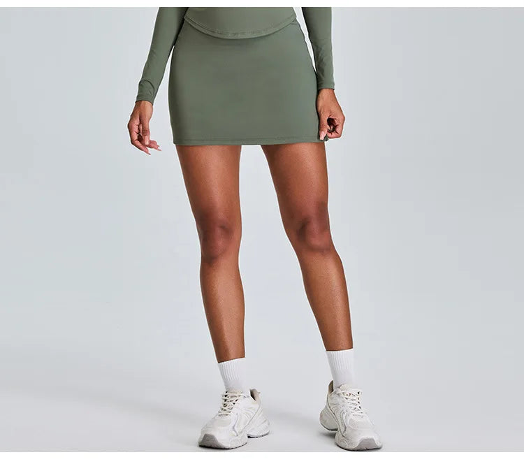 High Waist Sports Short Skirt Women's Yoga Short Skirt Running Training Fitness Tennis A-line Skirt Fake Two Yoga Short Skirts