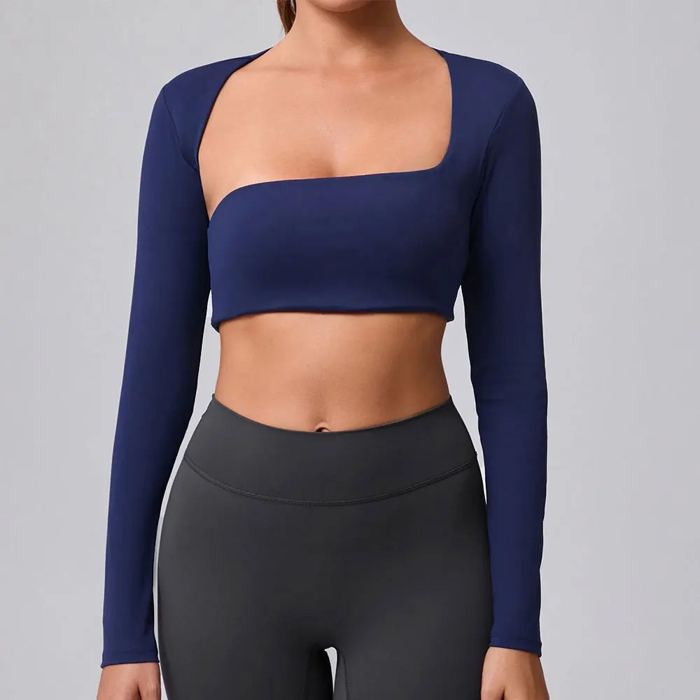 Women Yoga Shirts Crop Top Sexy Long Sleeves Shirts for Women Yoga Sports Running Fitness Gym Clothes Push Up Workout Tops