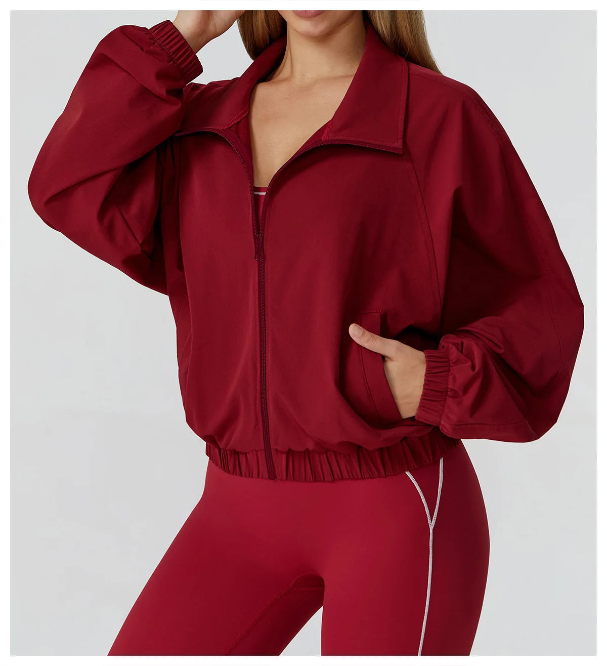 New Quick Drying Stand Up Collar Sports Jacket Women's Zipper Top Windproof Outdoor Running Fitness Long Sleeved Yoga Jacket