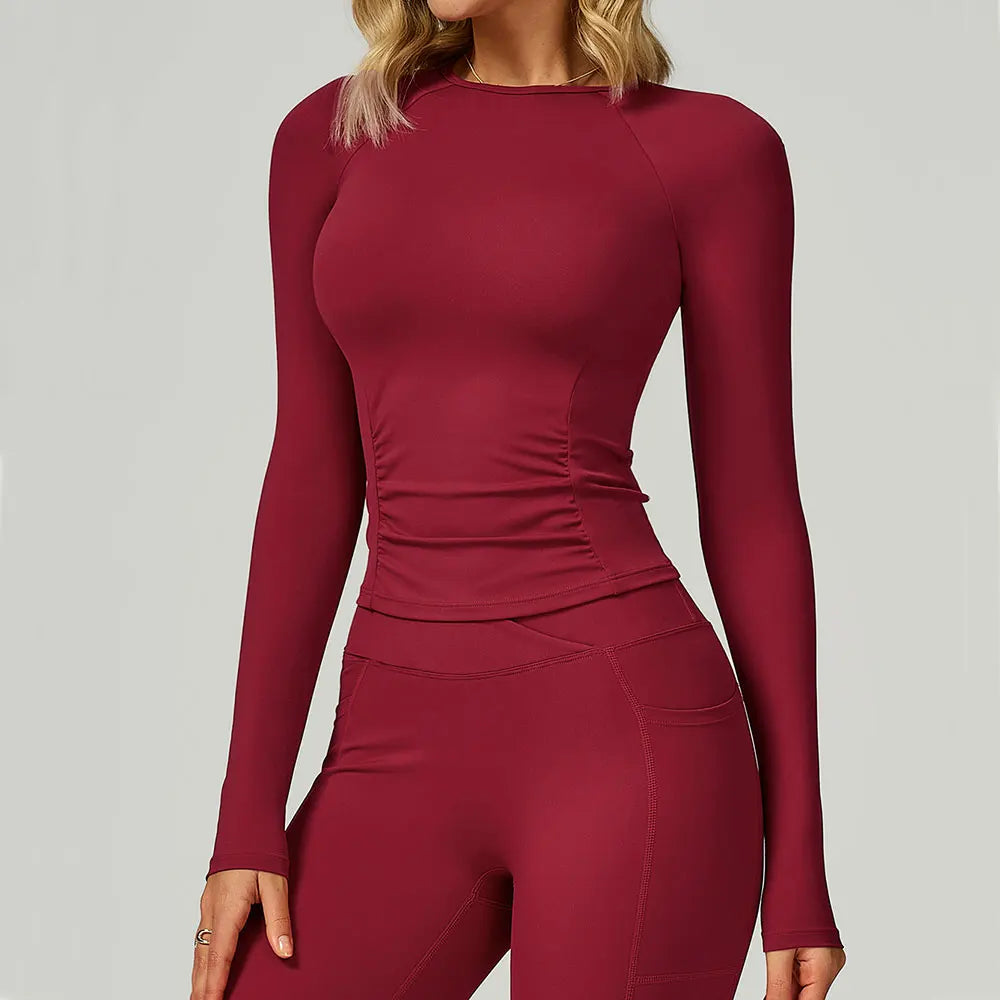 Women's Long Sleeve Top Yoga Shirts Running T-Shirt Workout Fitness Long Sleeve Gym Push Up Sports Top Sexy Training Crop Top