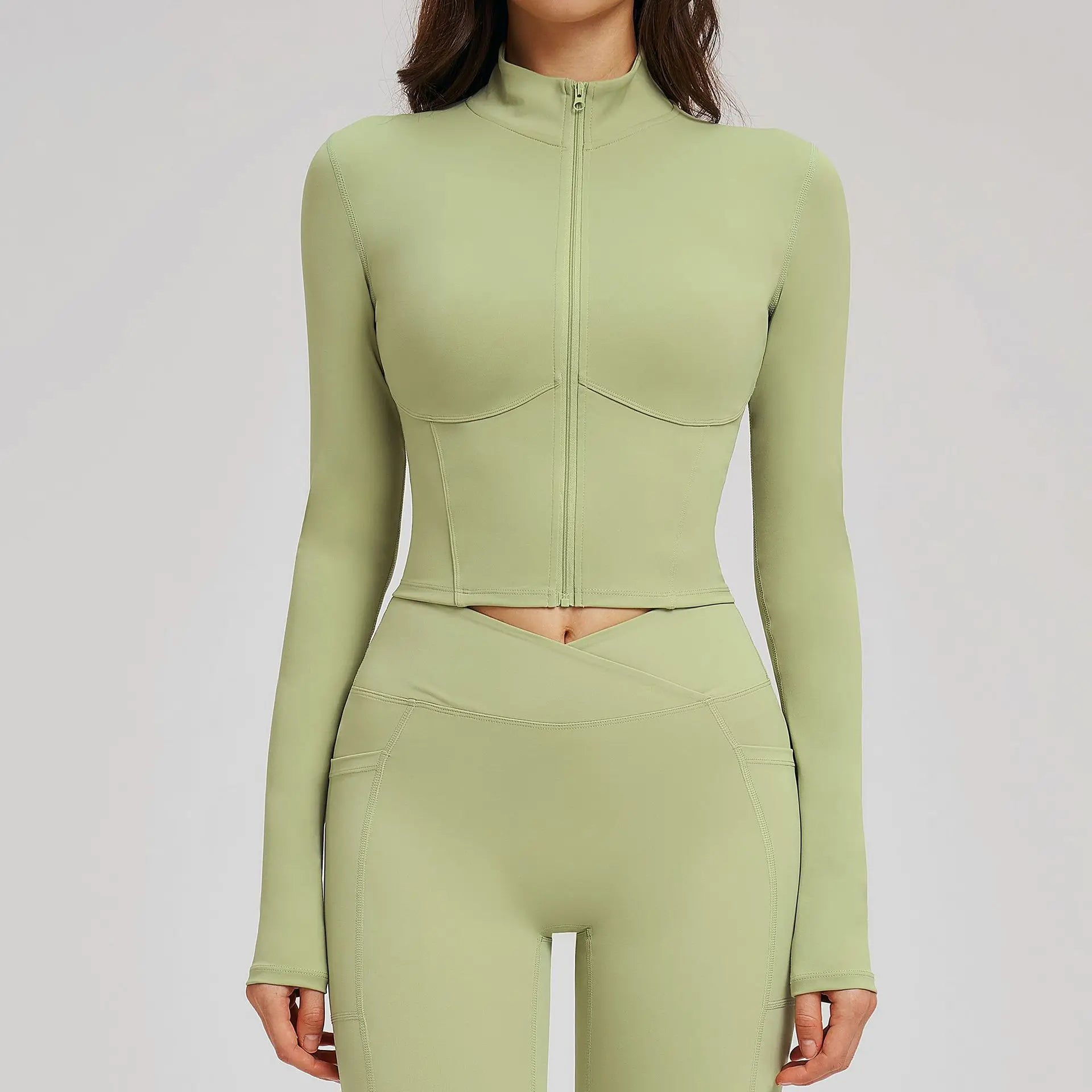 Yoga Long Sleeve Zipper Jacket Women Crop Tops T-shirts Solid Sports Top Running Shirts Sexy Quick Dry Fitness Gym Sport Wear