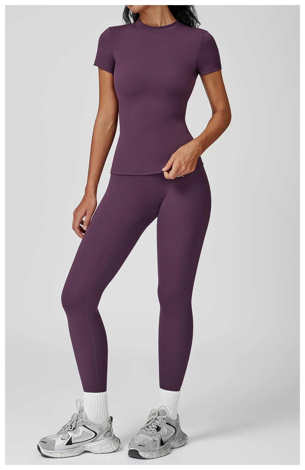 2PCS Yoga Set Sports Suit For Women Fitness Short Sleeve Tracksuits Sports Bra High Waist Leggings Gym Sports Clothes Sportswear